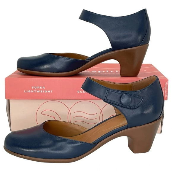 Easy Spirit Clarice Dark Blue Leather Womens Heels Size 10M - Picture 14 of 16